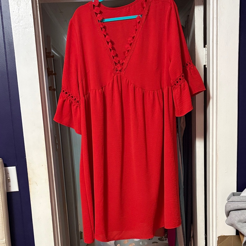 SHEIN Scarlet Lace-Trimmed Midi Dress